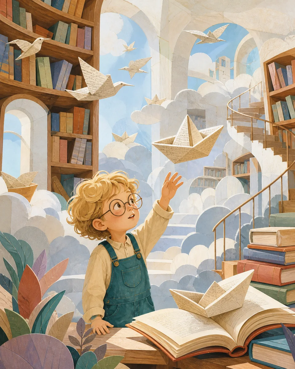 Elia scopre una biblioteca tra le nuvole