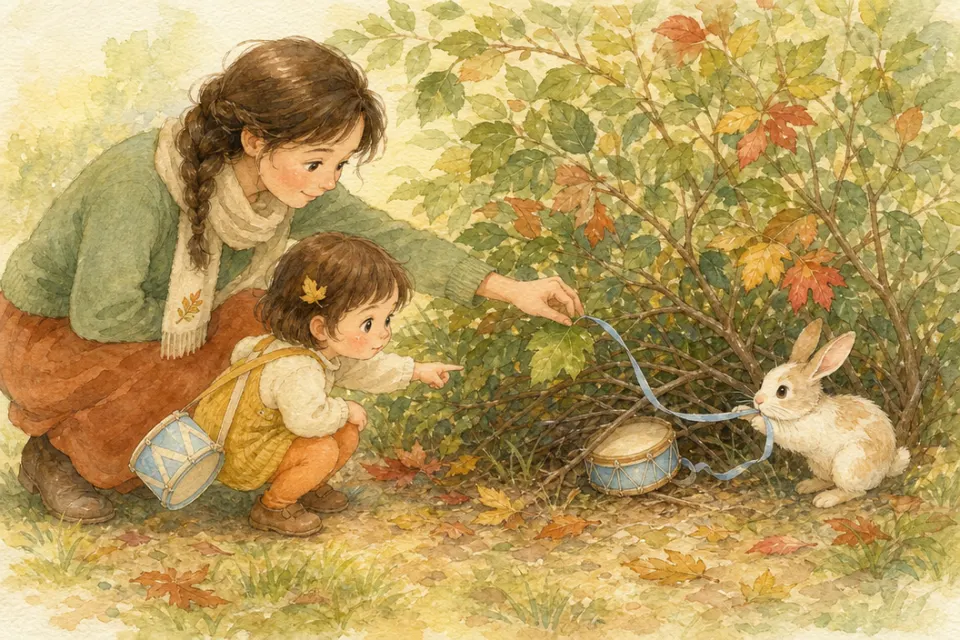 Nina cammina con la mamma lungo un sentiero nel bosco autunnale