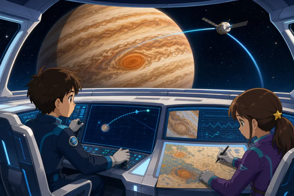 Matteo e Giulia osservano la nave Orizzonte nella stazione scientifica